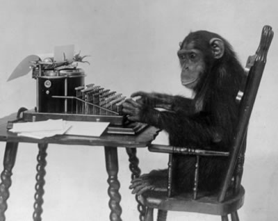 Chimpanzee at typewriter