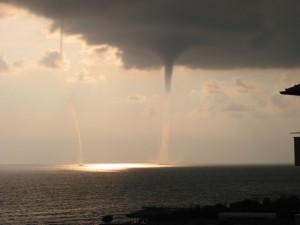 Waterspouts at Sunset